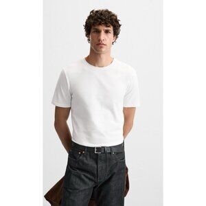 zara men's solid white crew neck short sleeve t shirt Basic Large